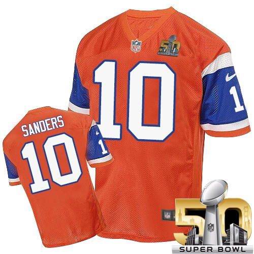 Men's Elite Emmanuel Sanders Super Bowl L Nike Jersey Orange - #10 Throwback NFL Denver Broncos